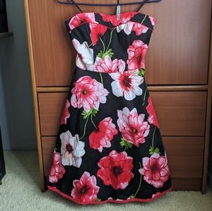 Le Chateau floral strapless dress with belt